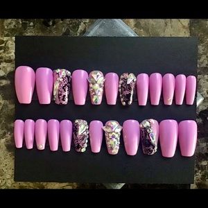 Hot pink with black lace accent coffin gel box